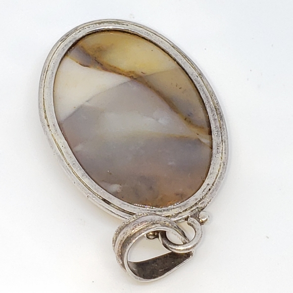 Brown Agate Sterling Silver Pendant 2" x 1.5" NWOT - Picture 2 of 4
